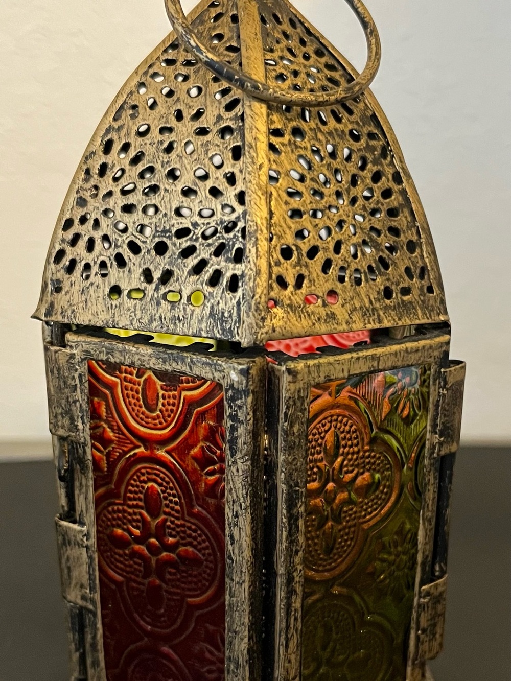 Handcrafted Multicolor Vintage-Style Metal Lantern - Home Accents